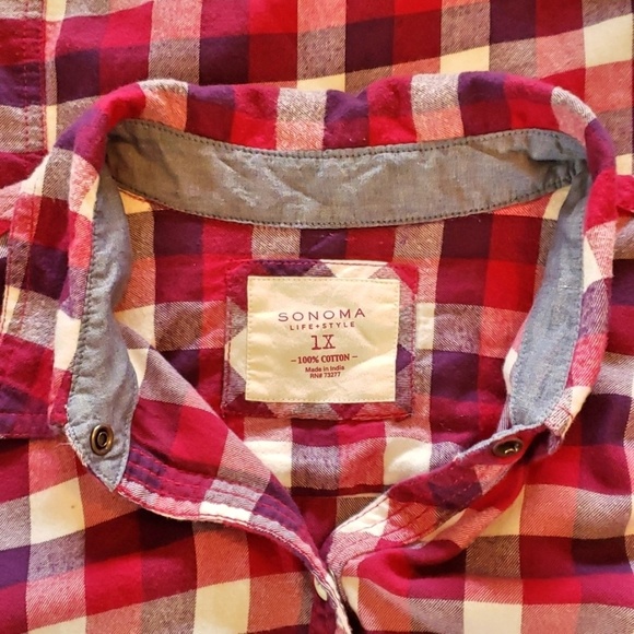 Sonoma Plaid Pearl Snap Long Sleeve Flannel - Picture 6 of 6